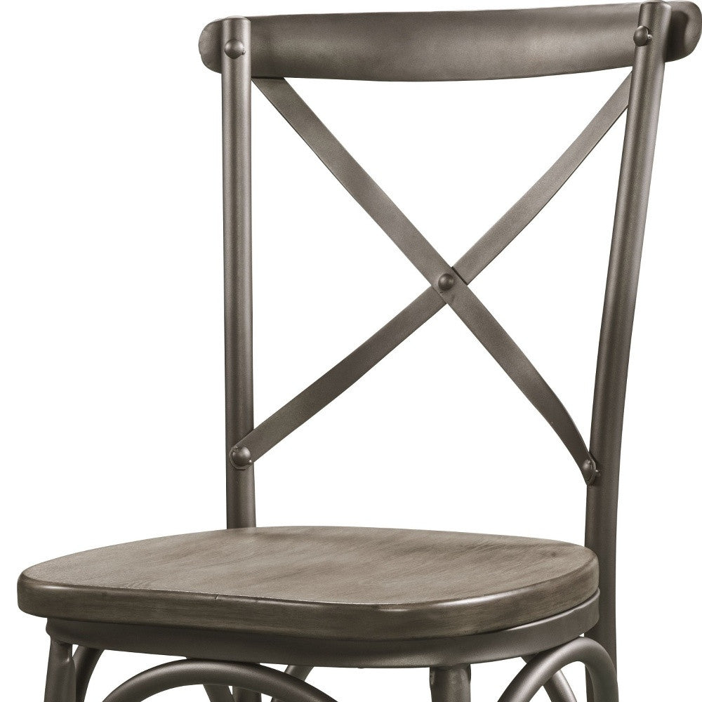 Set of Two Gray And Ash Gray Wood Cross Back Dining Side Chairs-Dining Chairs-DECOROLALA