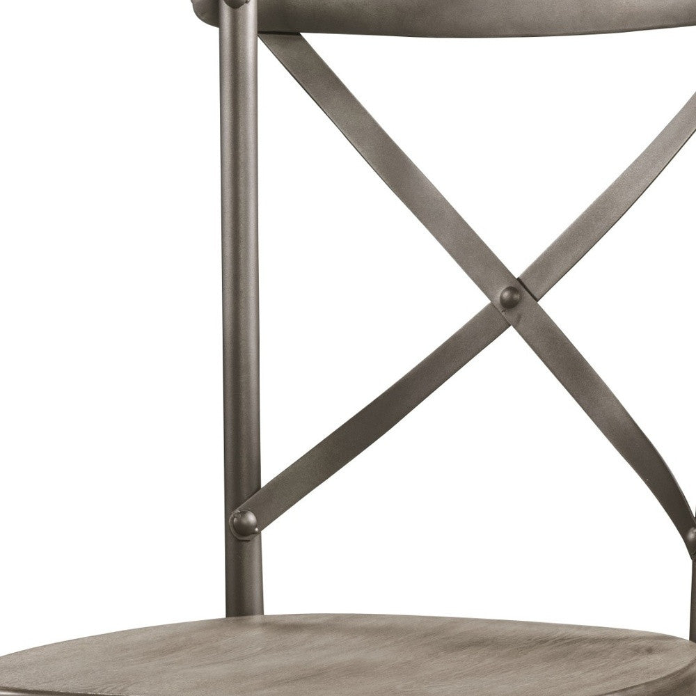 Set of Two Gray And Ash Gray Wood Cross Back Dining Side Chairs-Dining Chairs-DECOROLALA