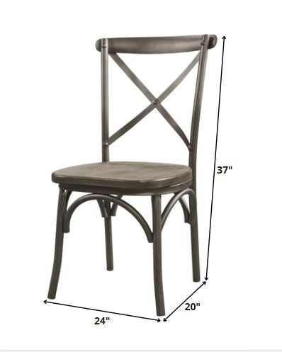 Set of Two Gray And Ash Gray Wood Cross Back Dining Side Chairs-Dining Chairs-DECOROLALA