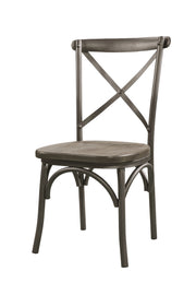 Set of Two Gray And Ash Gray Wood Cross Back Dining Side Chairs-Dining Chairs-DECOROLALA