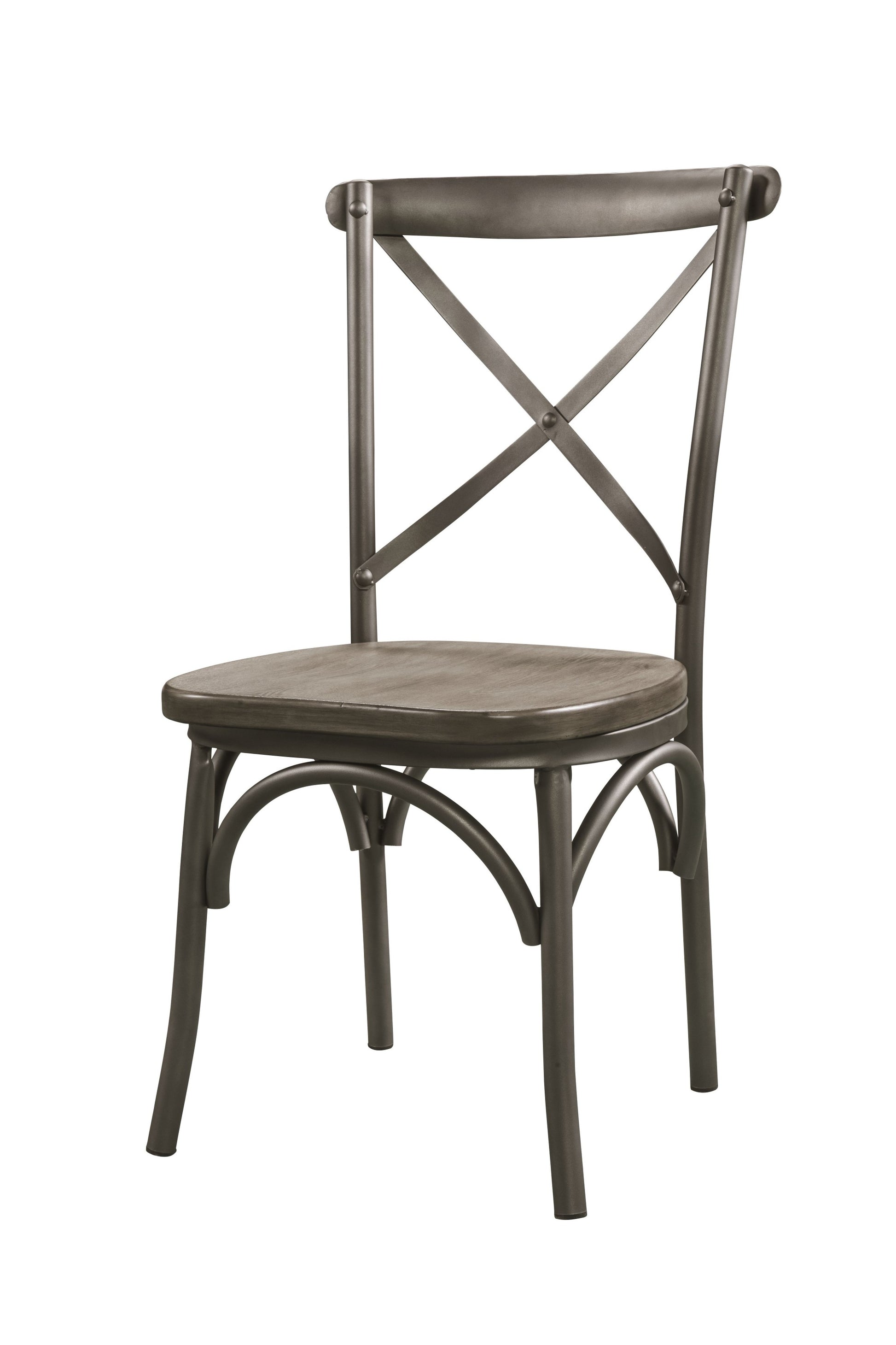 Set of Two Gray And Ash Gray Wood Cross Back Dining Side Chairs-Dining Chairs-DECOROLALA