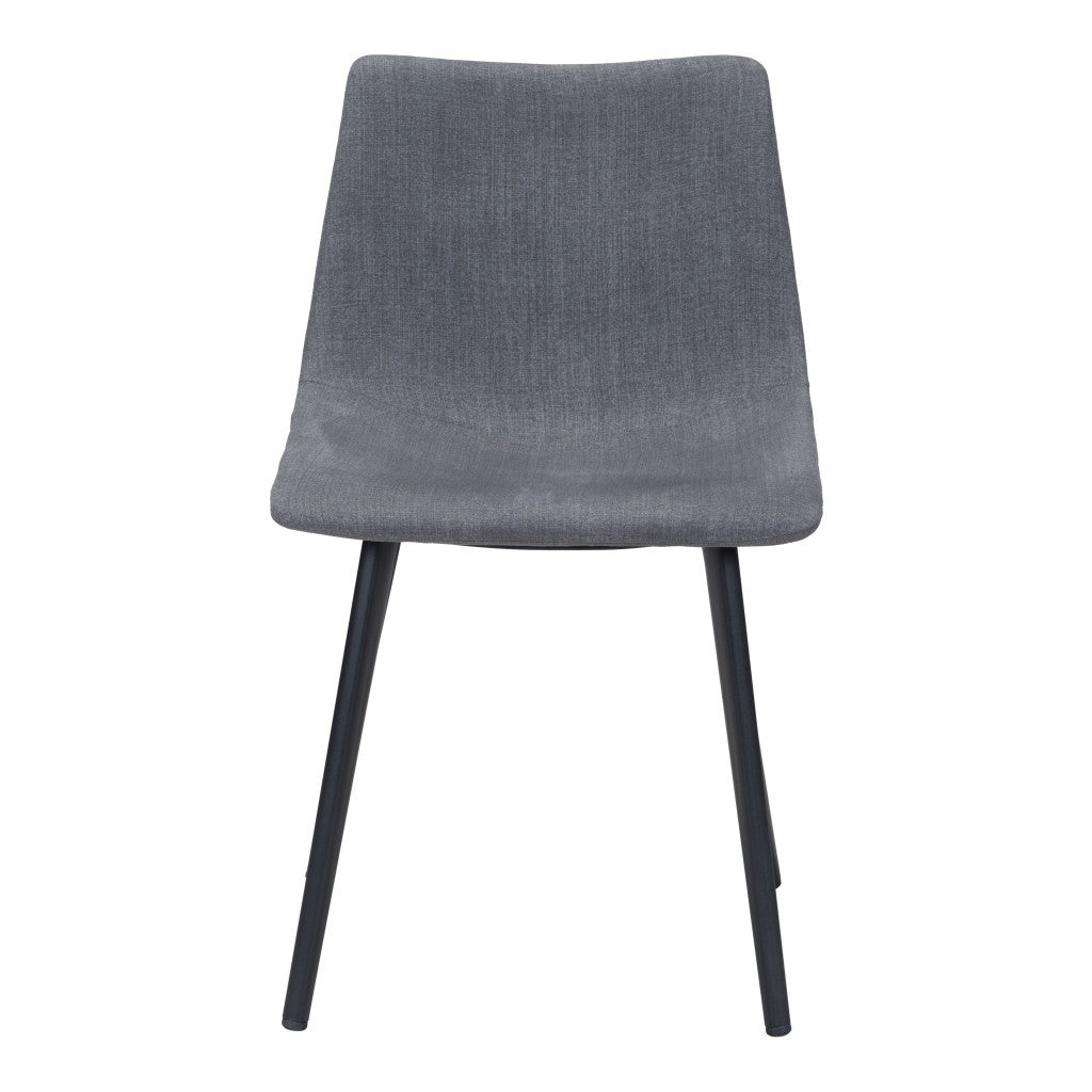 Set of Two Gray And Black Upholstered Fabric Dining Side Chairs-Dining Chairs-DECOROLALA