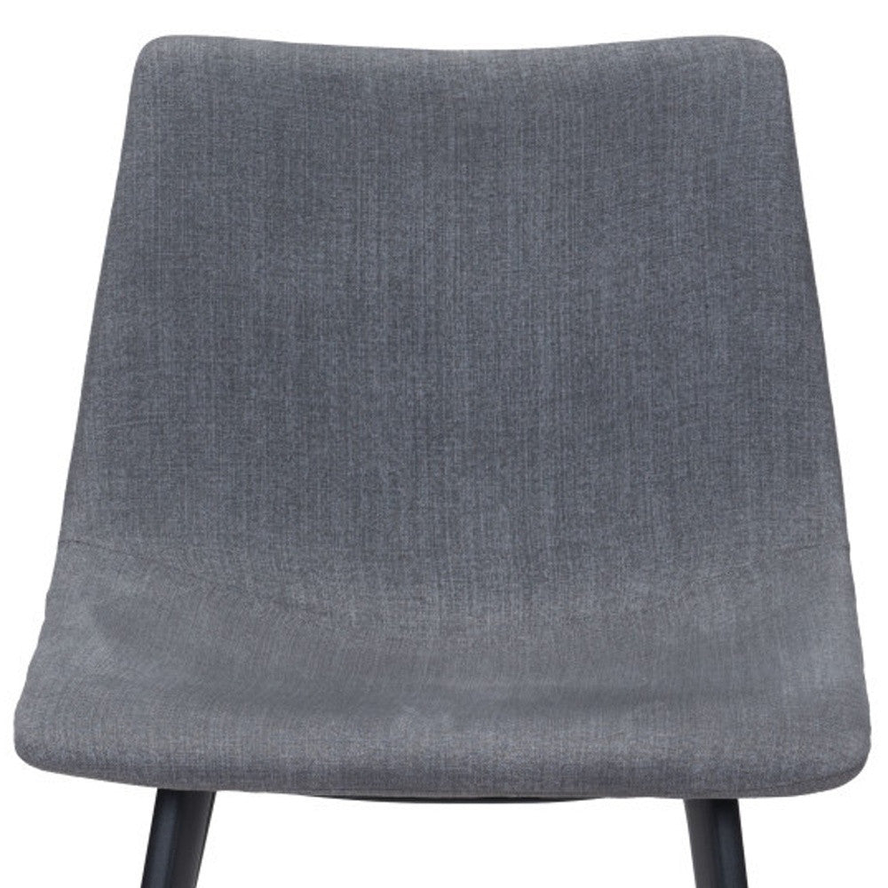 Set of Two Gray And Black Upholstered Fabric Dining Side Chairs-Dining Chairs-DECOROLALA