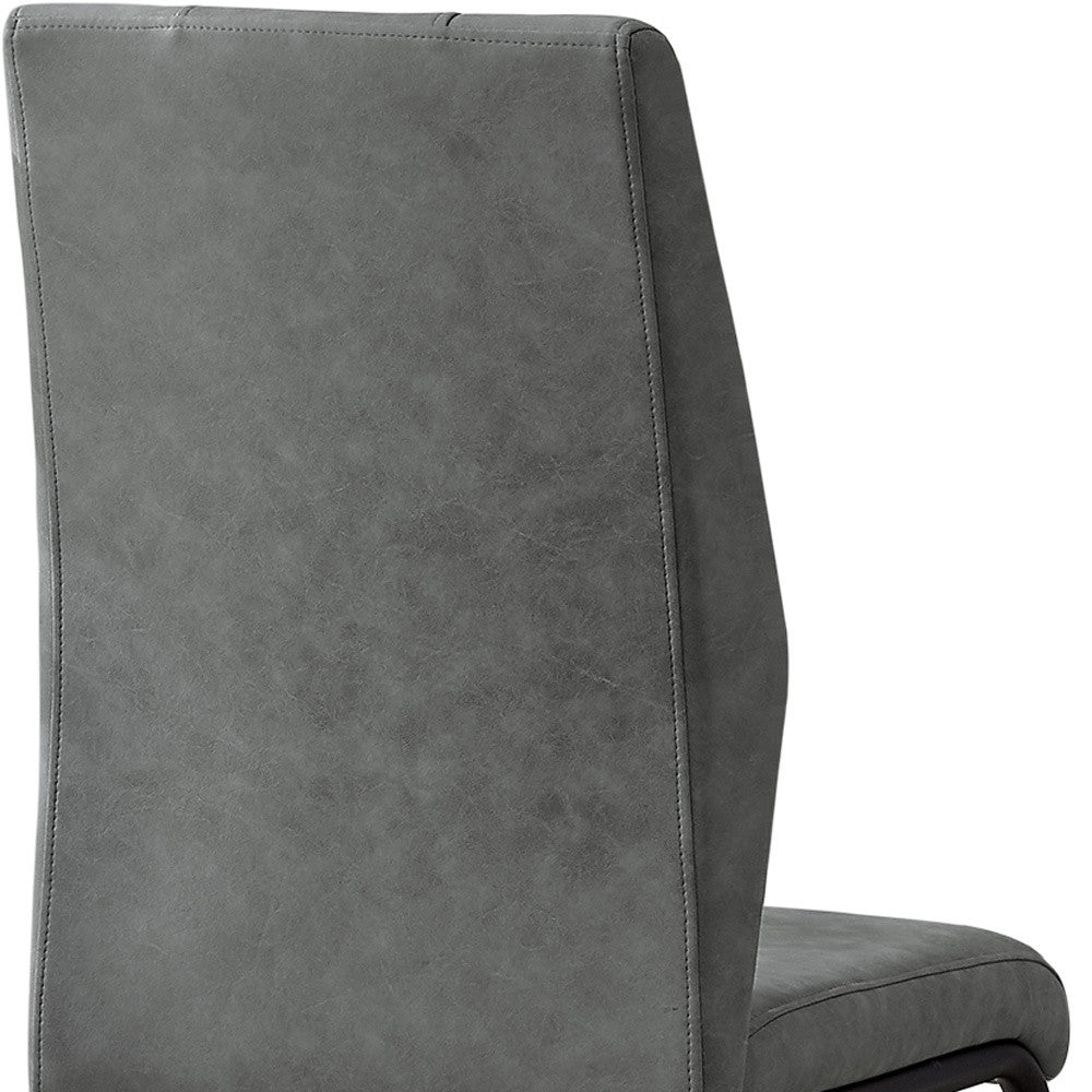 Set of Two Gray And Black Upholstered Polyester Dining Side Chairs-Dining Chairs-DECOROLALA