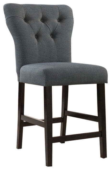 Set of Two Gray And Brown Solid Wood Counter Height Bar Chairs-Bar Chairs-DECOROLALA