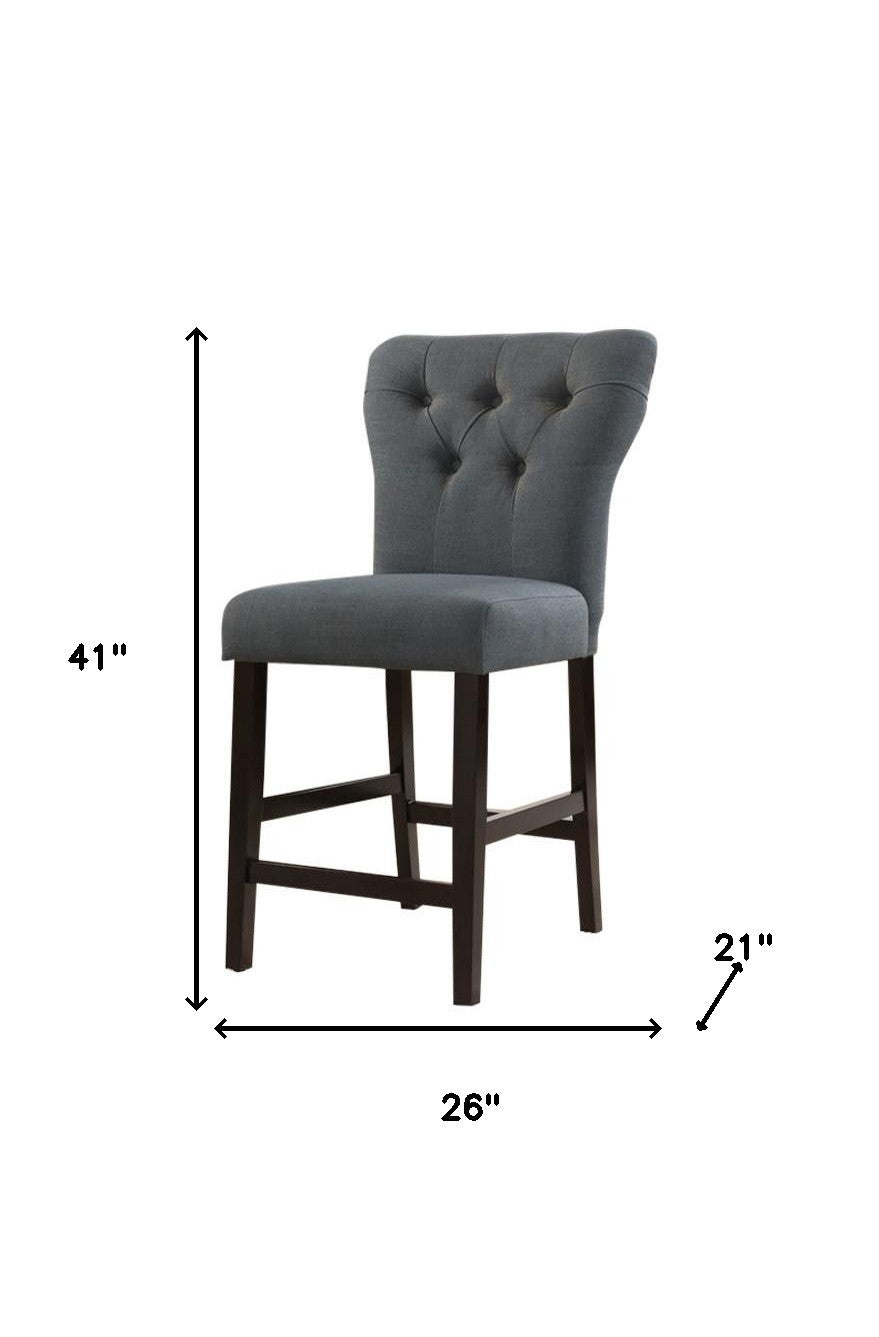 Set of Two Gray And Brown Solid Wood Counter Height Bar Chairs-Bar Chairs-DECOROLALA