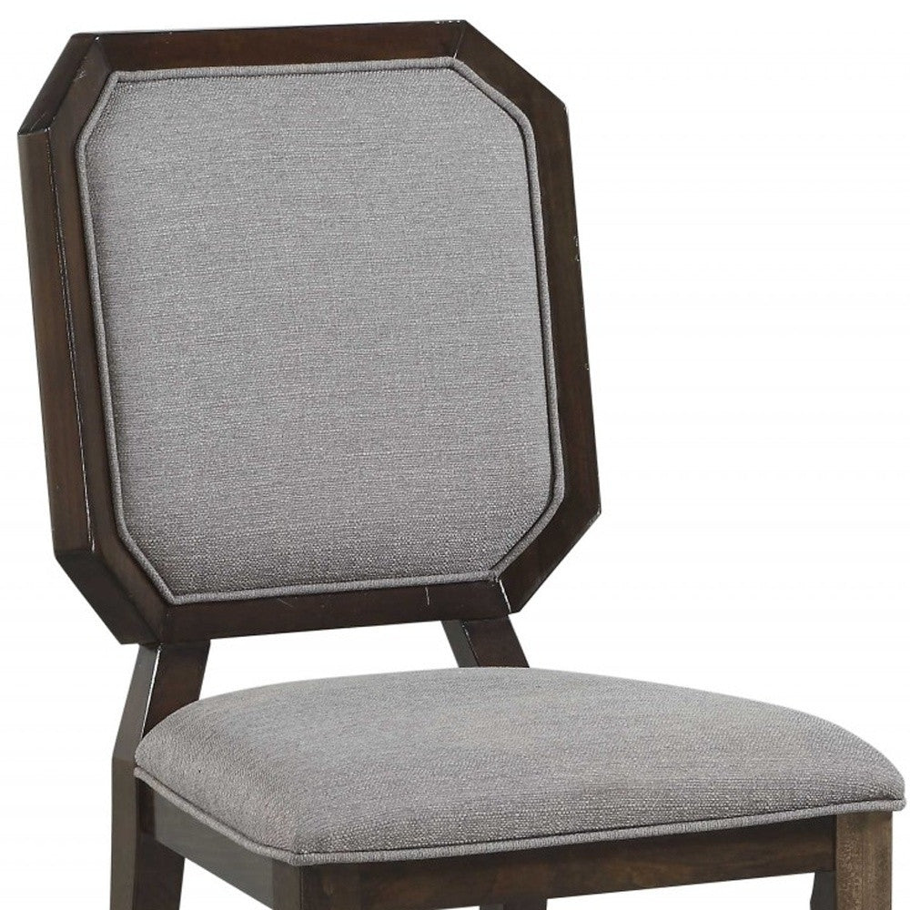 Set of Two Gray And Brown Upholstered Fabric Dining Side Chairs-Dining Chairs-DECOROLALA