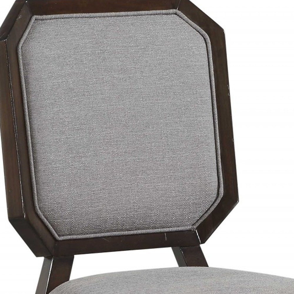 Set of Two Gray And Brown Upholstered Fabric Dining Side Chairs-Dining Chairs-DECOROLALA