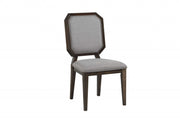 Set of Two Gray And Brown Upholstered Fabric Dining Side Chairs-Dining Chairs-DECOROLALA