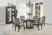 Set of Two Gray And Brown Upholstered Fabric Dining Side Chairs-Dining Chairs-DECOROLALA