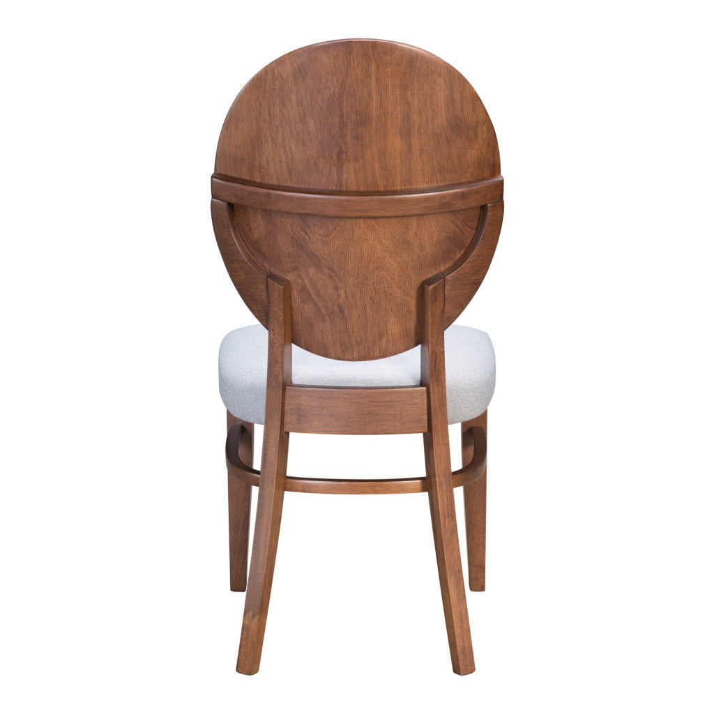 Set of Two Gray And Brown Upholstered Fabric King Louis Back Dining Side Chairs-Dining Chairs-DECOROLALA