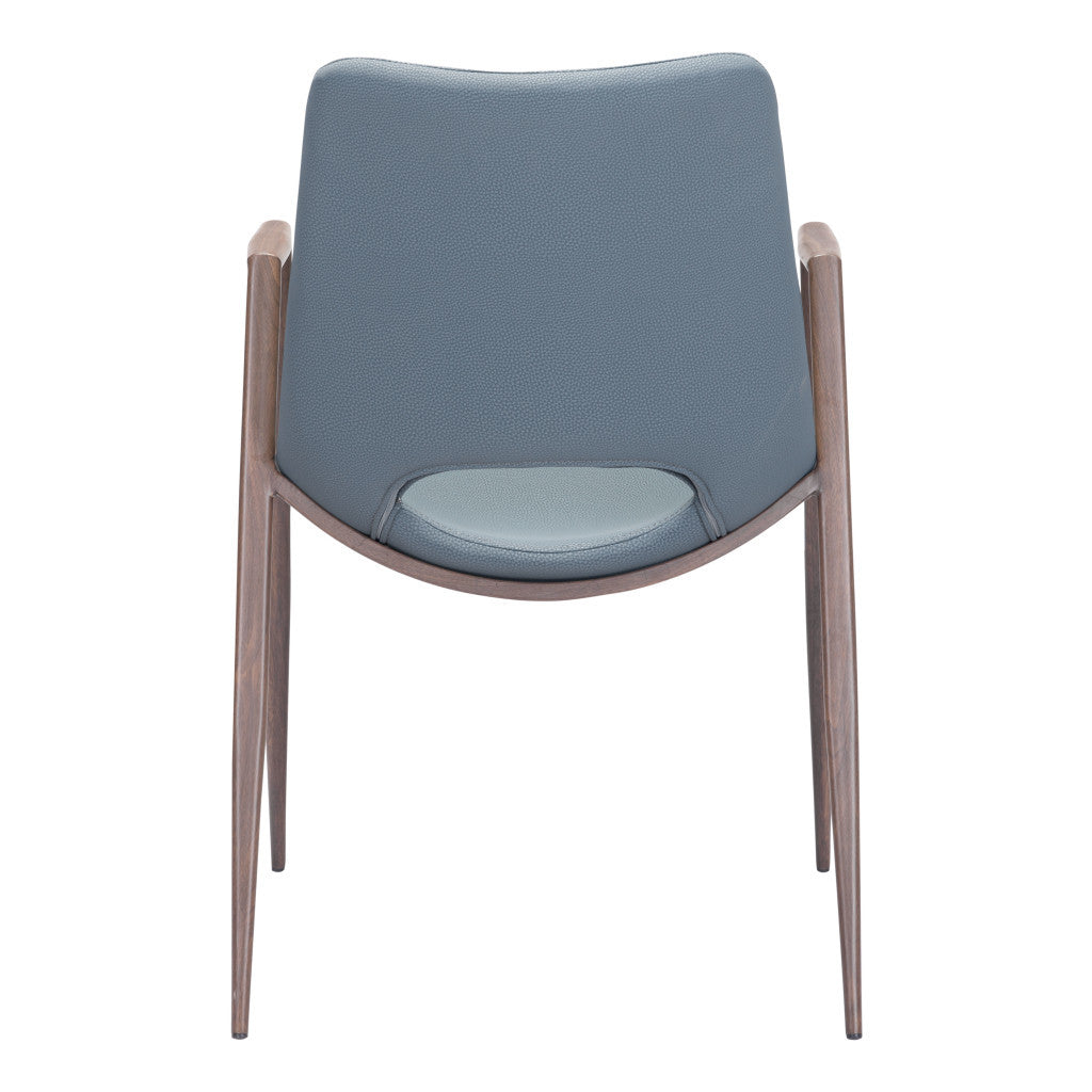 Set of Two Gray And Brown Upholstered Faux Leather Open Back Dining Arm Chairs-Dining Chairs-DECOROLALA