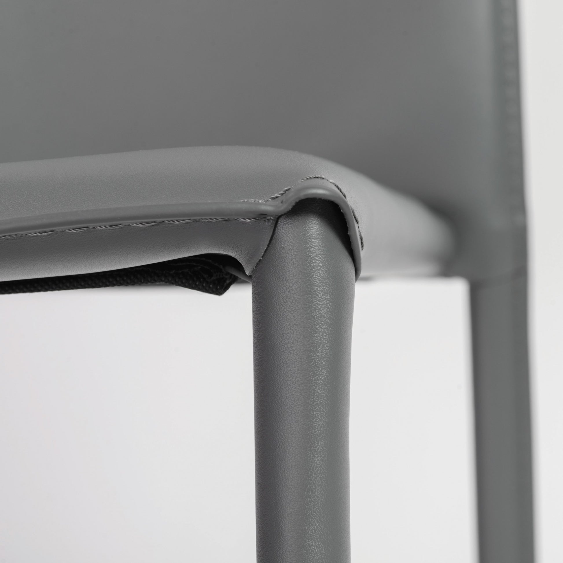 Set of Two Gray Upholstered Leather Dining Side Chairs-Dining Chairs-DECOROLALA