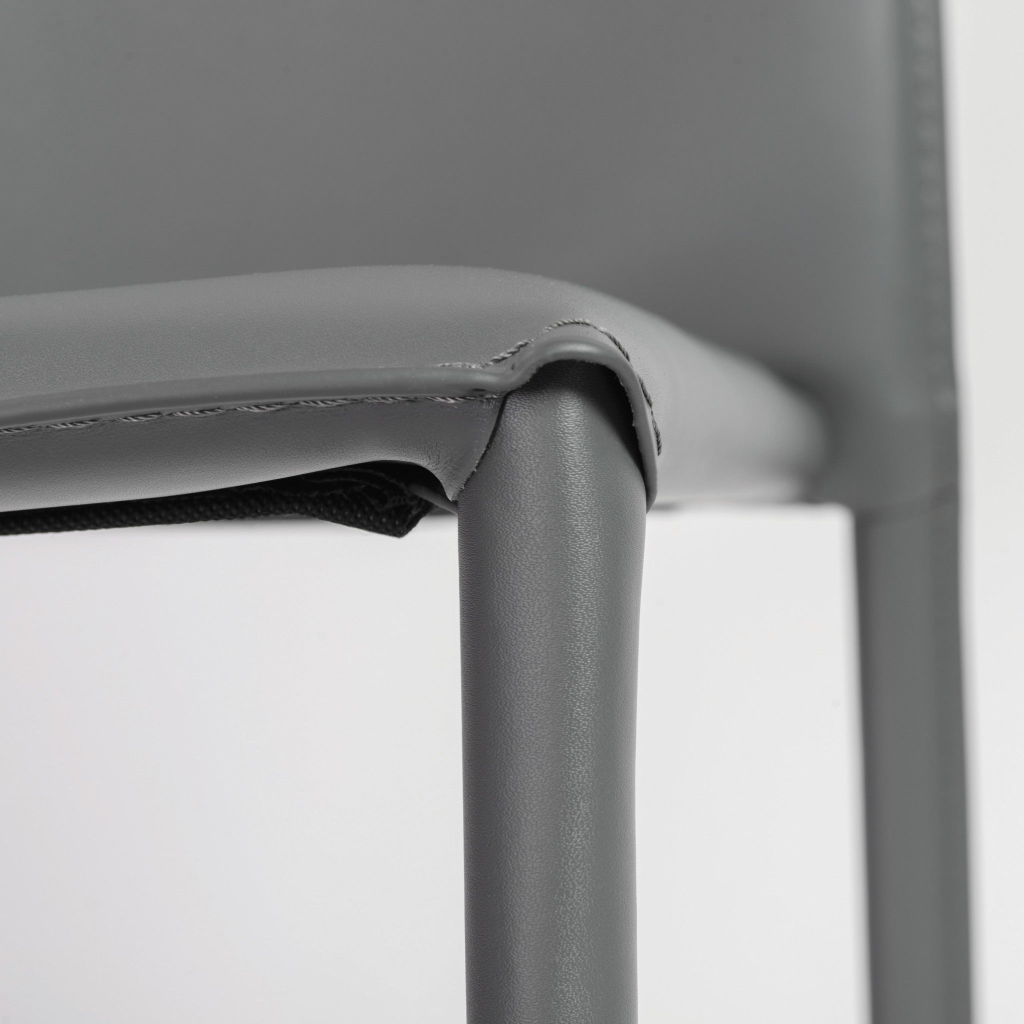 Set of Two Gray Upholstered Leather Dining Side Chairs-Dining Chairs-DECOROLALA