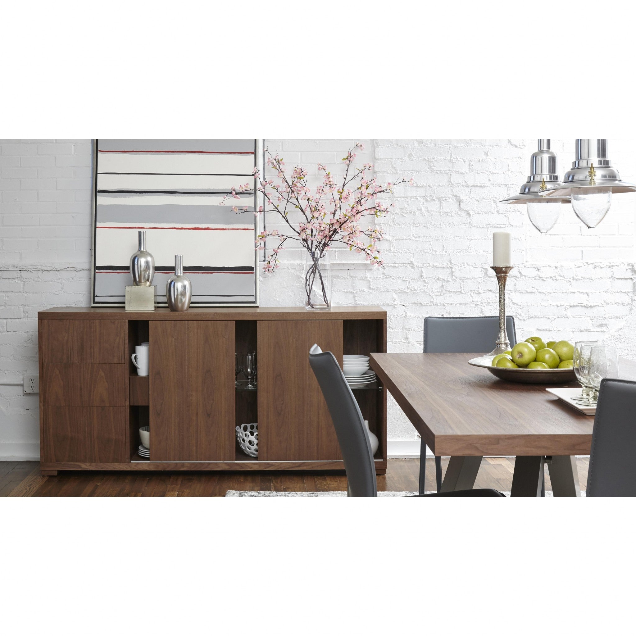 Set of Two Gray Upholstered Leather Dining Side Chairs-Dining Chairs-DECOROLALA