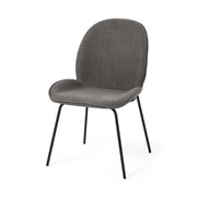 Set of Two Gray and Black Upholstered Fabric Dining Side Chairs-Dining Chairs-DECOROLALA