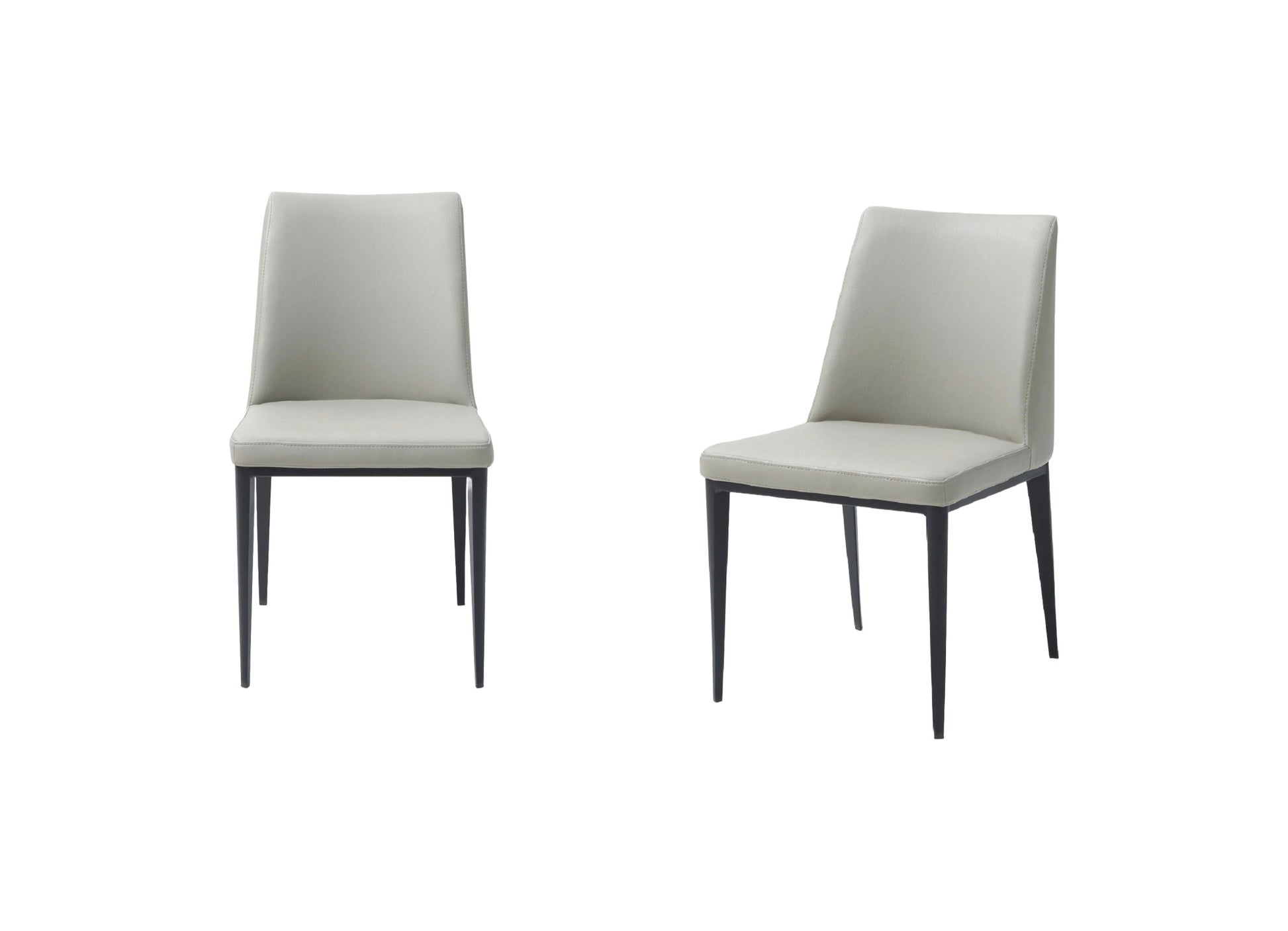 Set of Two Gray and Black Upholstered Faux Leather Dining Side Chairs-Dining Chairs-DECOROLALA