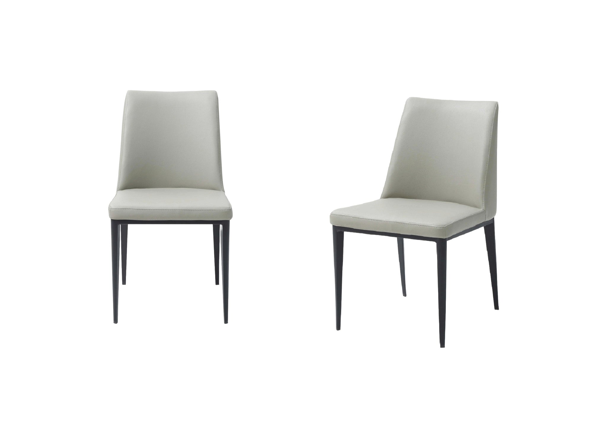 Set of Two Gray and Black Upholstered Faux Leather Dining Side Chairs-Dining Chairs-DECOROLALA