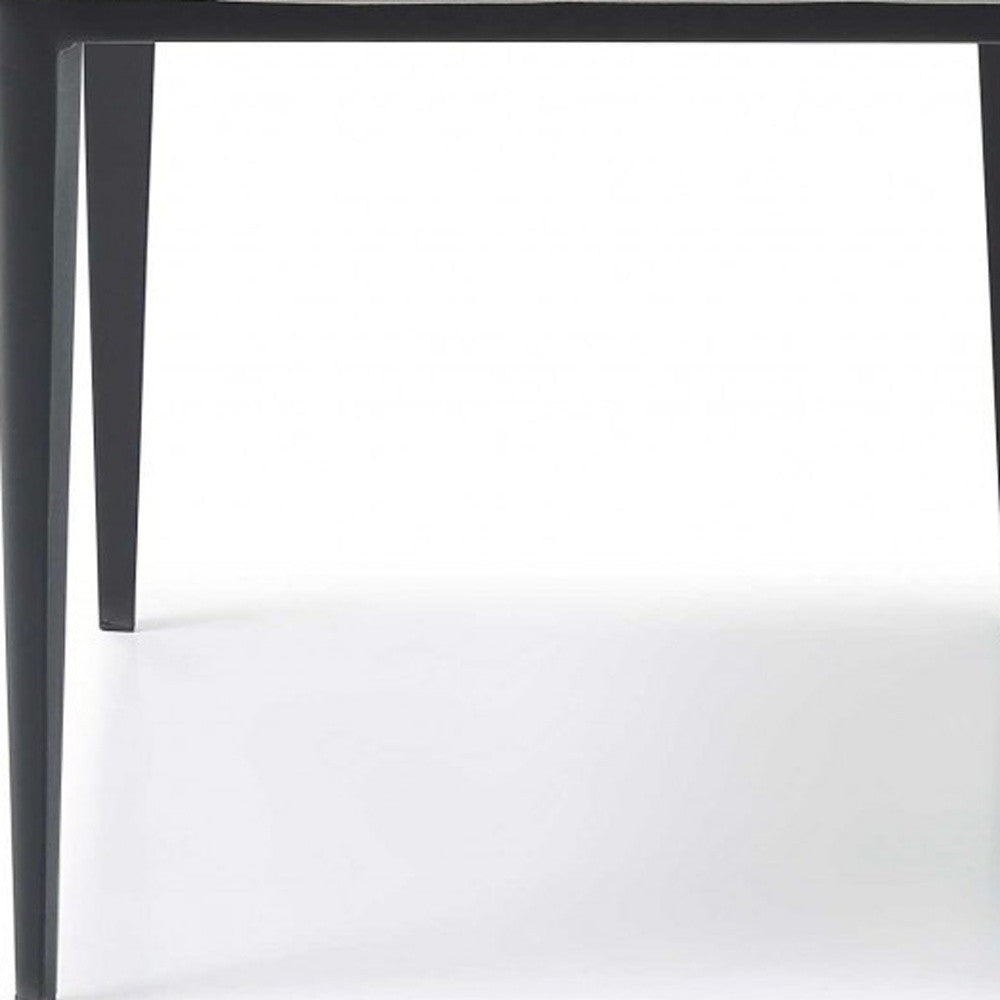 Set of Two Gray and Black Upholstered Faux Leather Dining Side Chairs-Dining Chairs-DECOROLALA