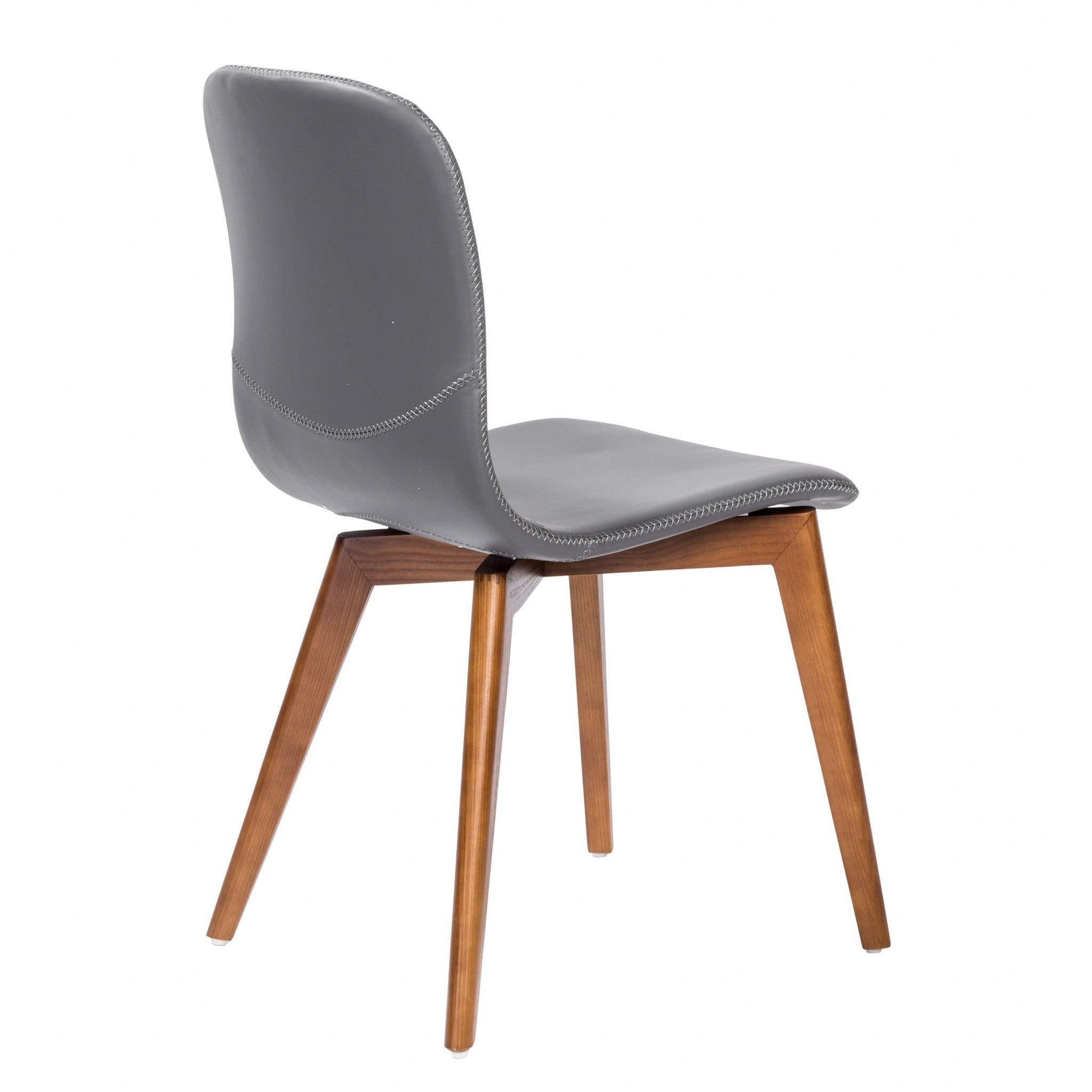 Set of Two Gray and Brown Upholstered Faux Leather Dining Side Chairs-Dining Chairs-DECOROLALA