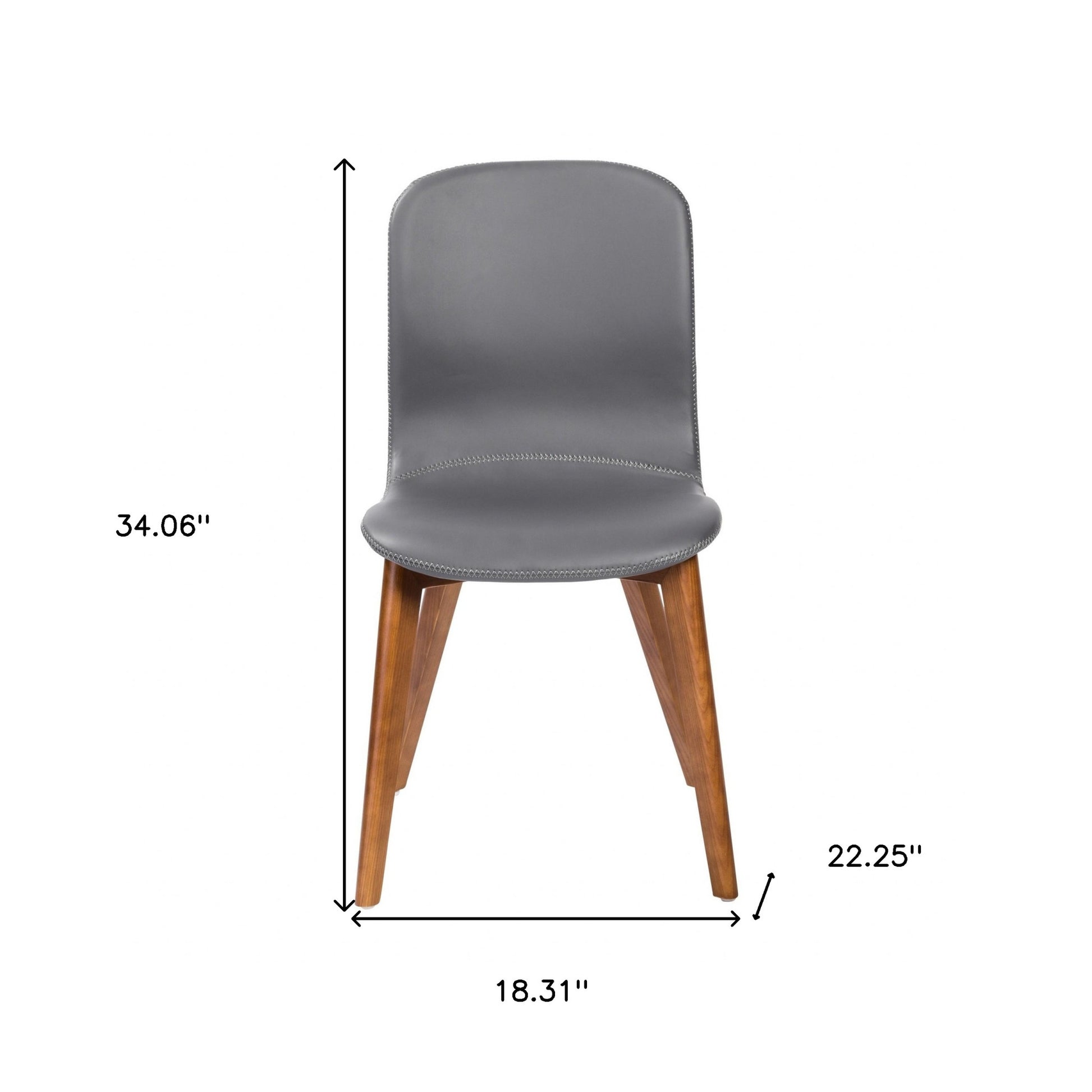 Set of Two Gray and Brown Upholstered Faux Leather Dining Side Chairs-Dining Chairs-DECOROLALA