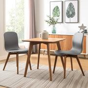 Set of Two Gray and Brown Upholstered Faux Leather Dining Side Chairs-Dining Chairs-DECOROLALA