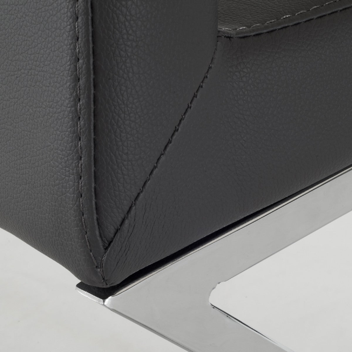 Set of Two Gray and Silver Upholstered Faux Leather Dining Side Chairs-Dining Chairs-DECOROLALA