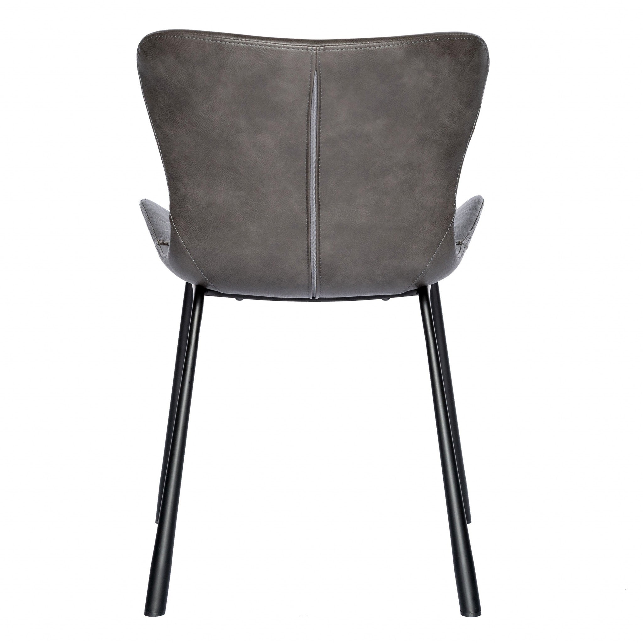 Set of Two Gray and Silver Upholstered Leather Dining Side Chairs-Dining Chairs-DECOROLALA
