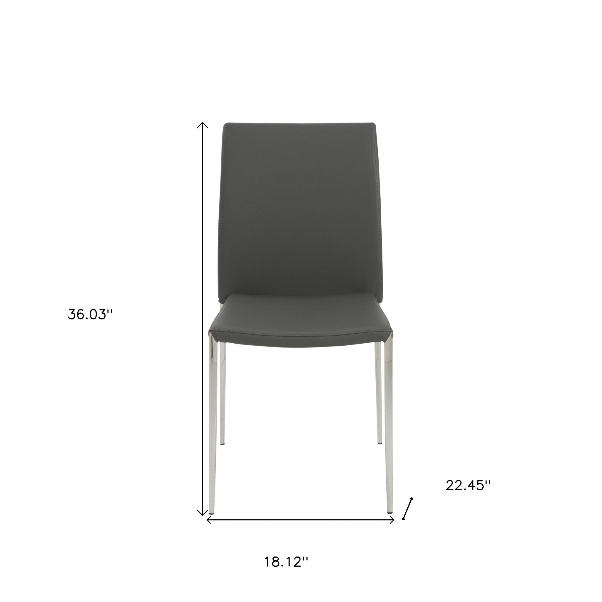 Set of Two Gray and Silver Upholstered Leather Dining Side Chairs-Dining Chairs-DECOROLALA