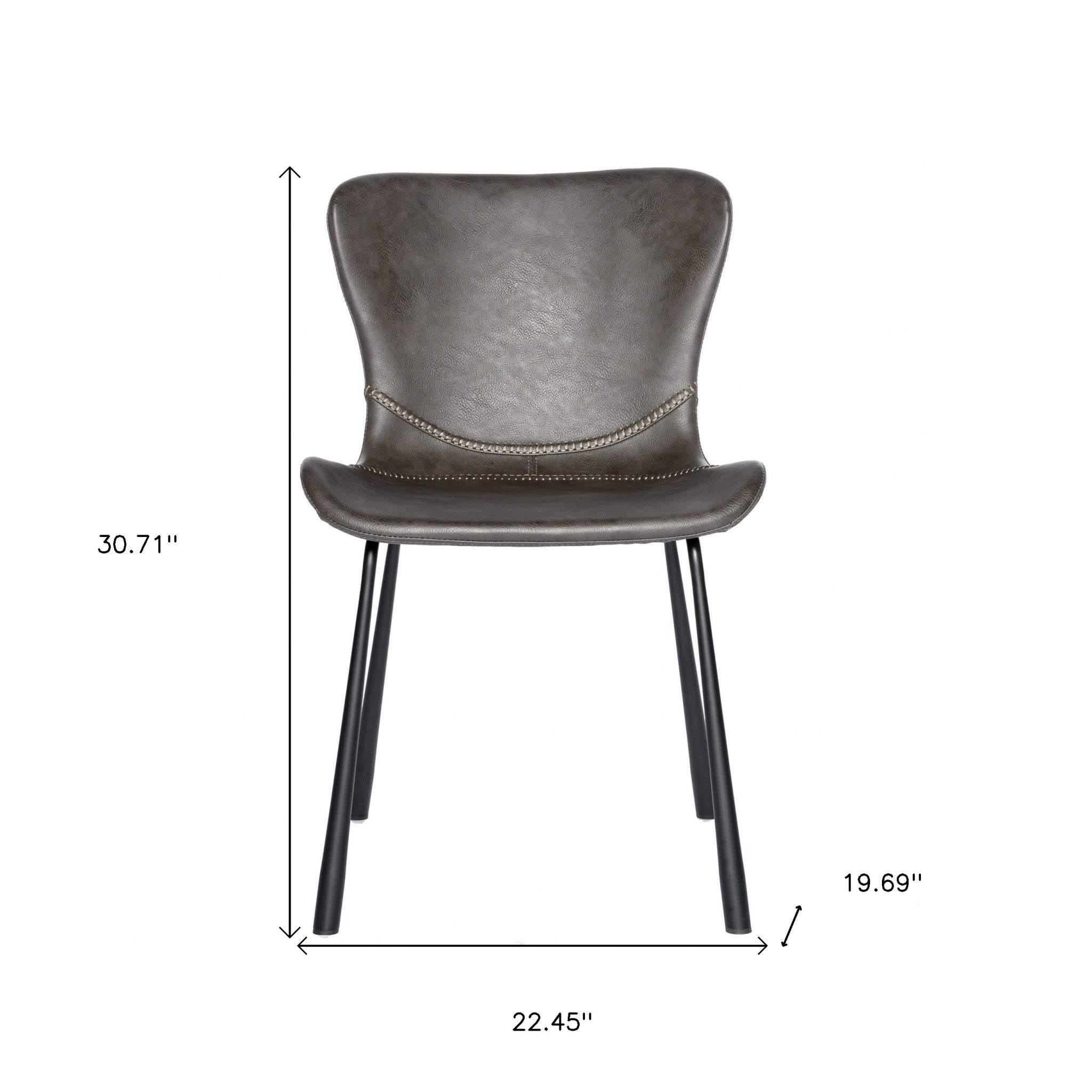 Set of Two Gray and Silver Upholstered Leather Dining Side Chairs-Dining Chairs-DECOROLALA