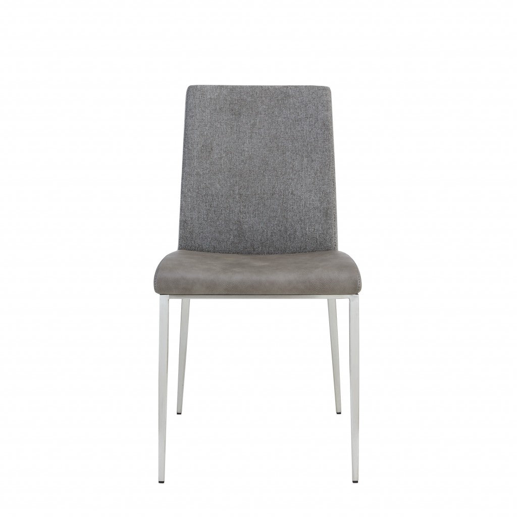 Set of Two Light Brown and Gray Stainless Steel Chairs-Dining Chairs-DECOROLALA