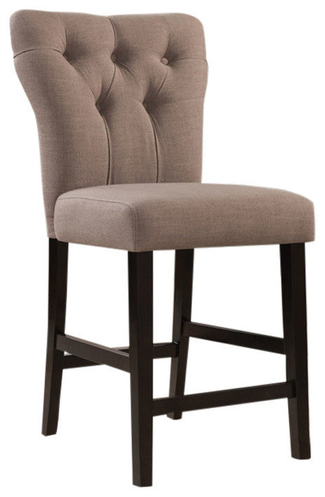 Set of Two Light Gray And Brown Solid Wood Counter Height Bar Chairs-Bar Chairs-DECOROLALA