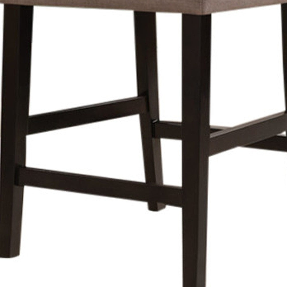 Set of Two Light Gray And Brown Solid Wood Counter Height Bar Chairs-Bar Chairs-DECOROLALA