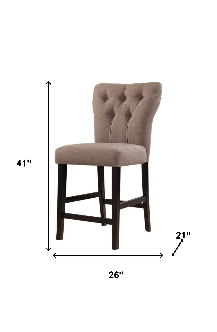 Set of Two Light Gray And Brown Solid Wood Counter Height Bar Chairs-Bar Chairs-DECOROLALA