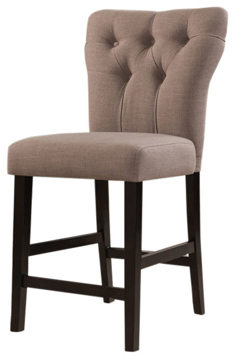 Set of Two Light Gray And Brown Solid Wood Counter Height Bar Chairs-Bar Chairs-DECOROLALA