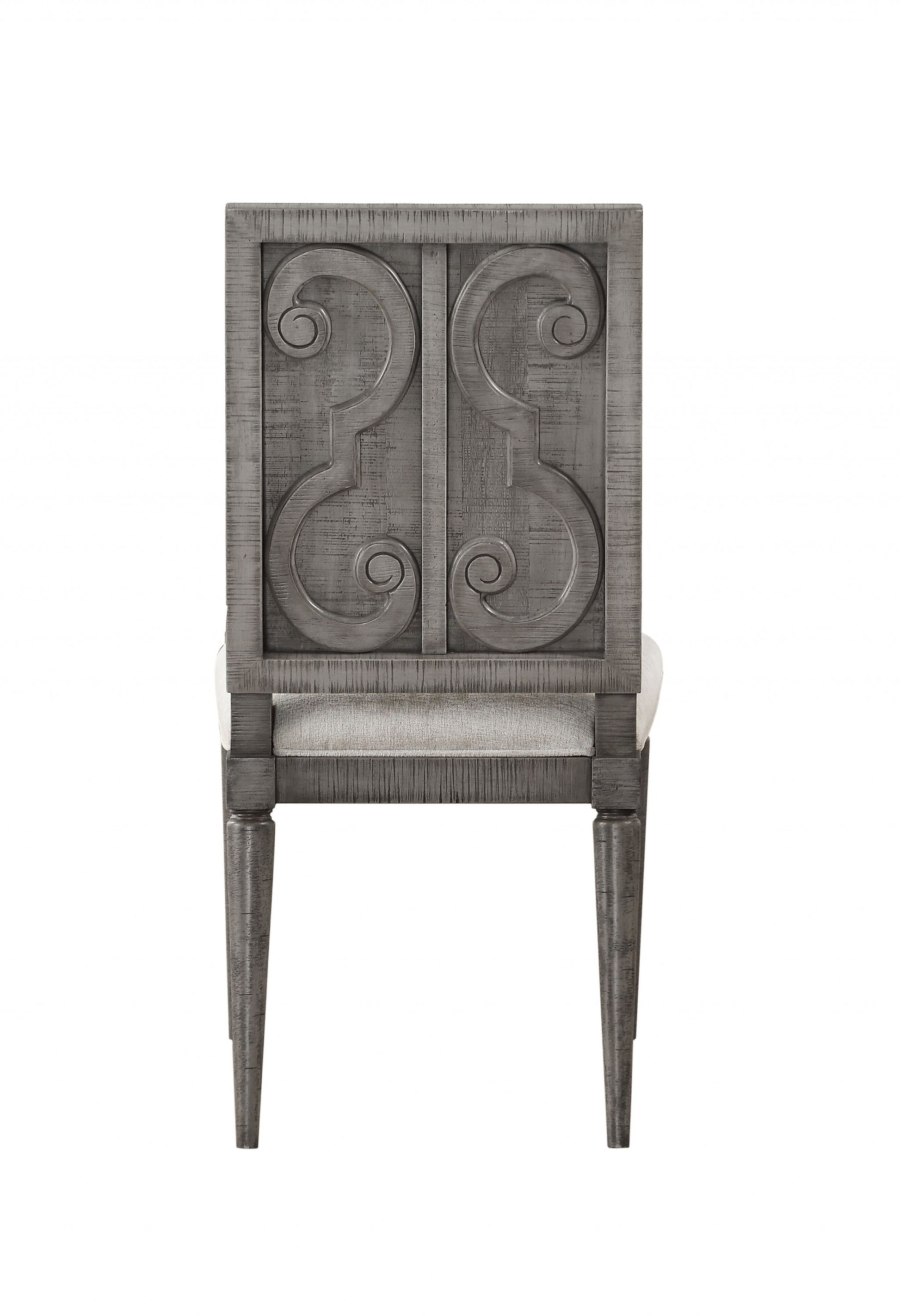 Set of Two Light Gray And Gray Upholstered Fabric Dining Side Chairs-Dining Chairs-DECOROLALA