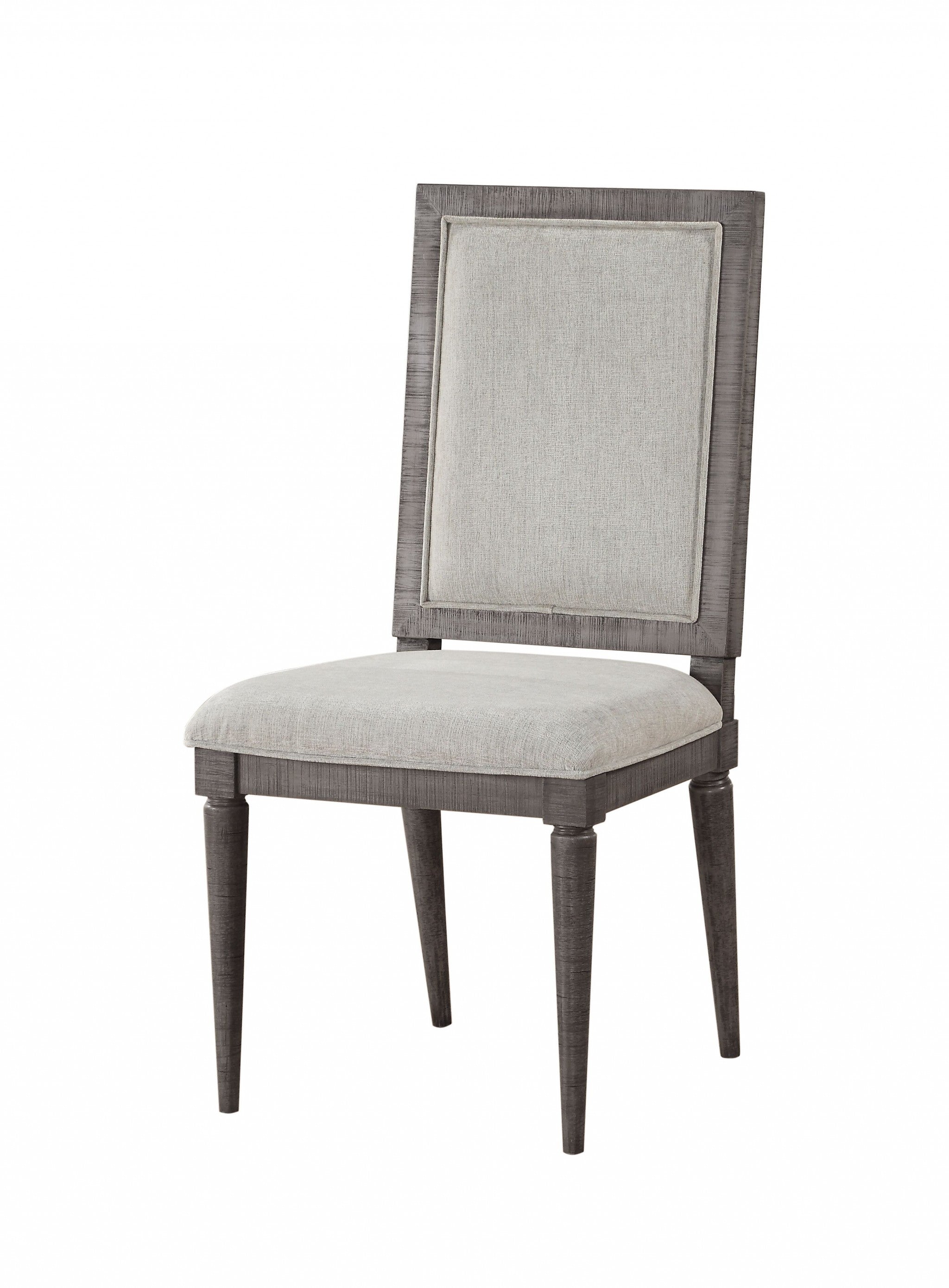 Set of Two Light Gray And Gray Upholstered Fabric Dining Side Chairs-Dining Chairs-DECOROLALA