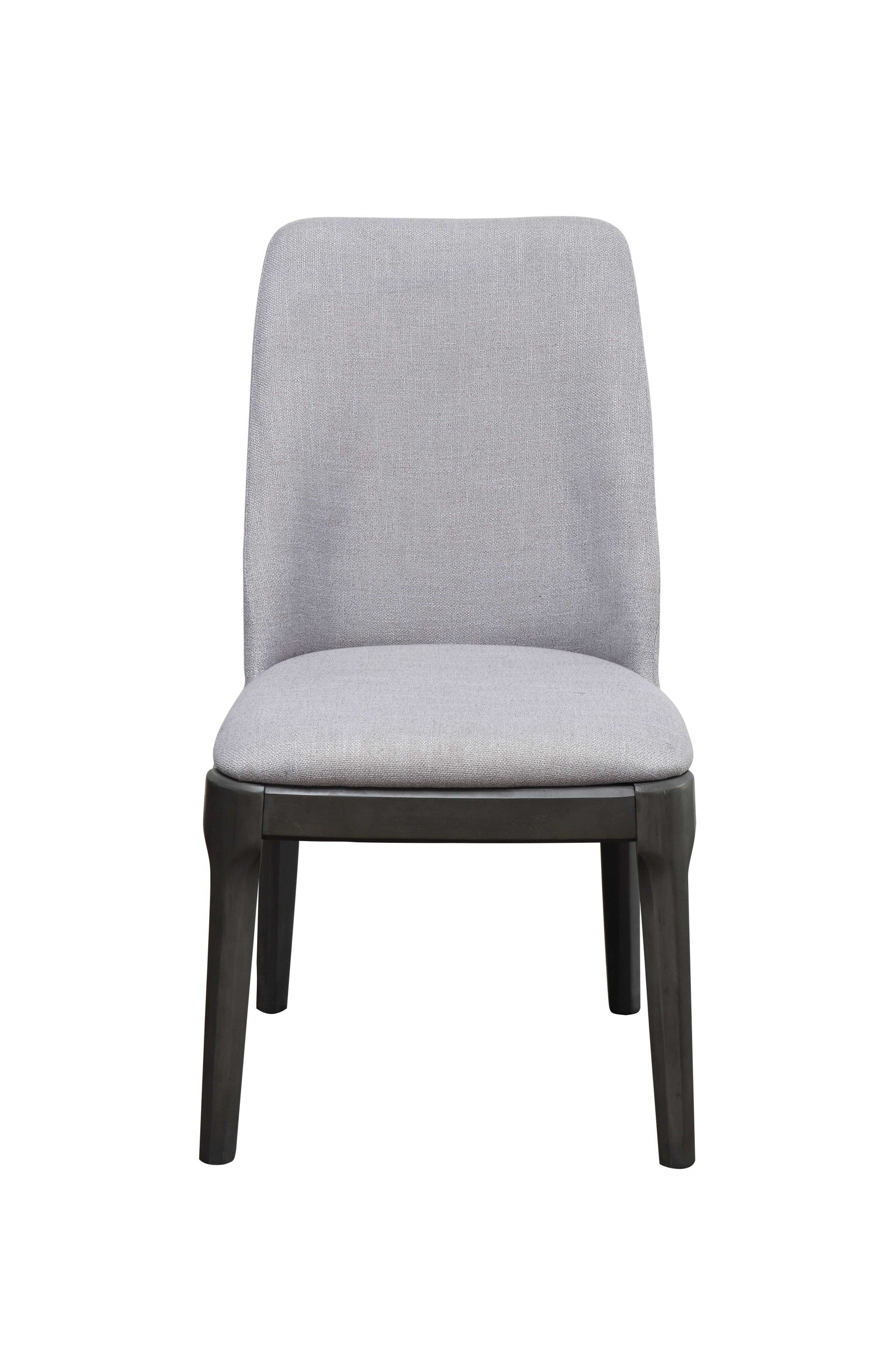 Set of Two Light Gray And Gray Upholstered Linen Dining Side Chairs-Dining Chairs-DECOROLALA