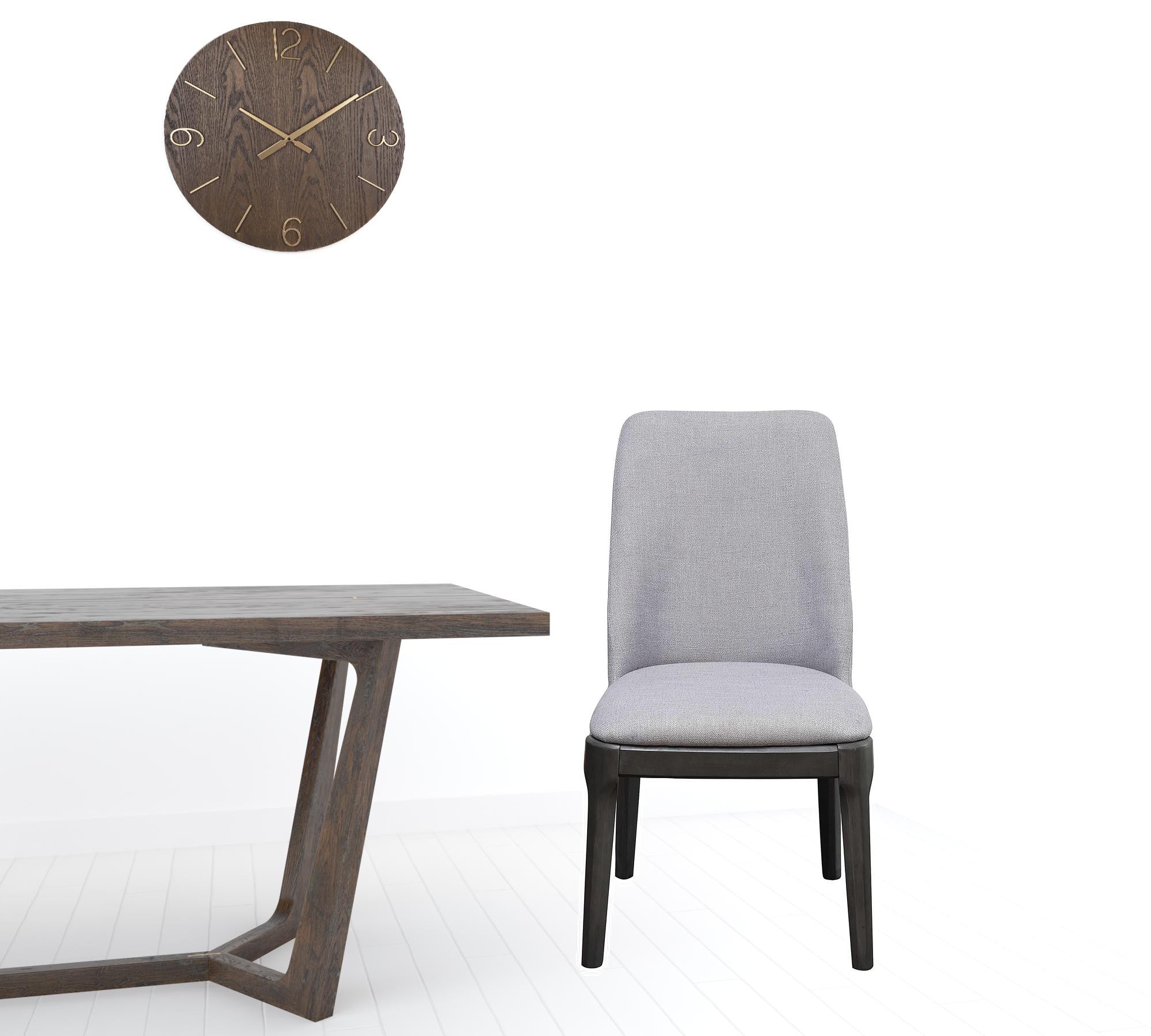 Set of Two Light Gray And Gray Upholstered Linen Dining Side Chairs-Dining Chairs-DECOROLALA