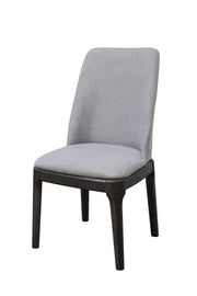 Set of Two Light Gray And Gray Upholstered Linen Dining Side Chairs-Dining Chairs-DECOROLALA