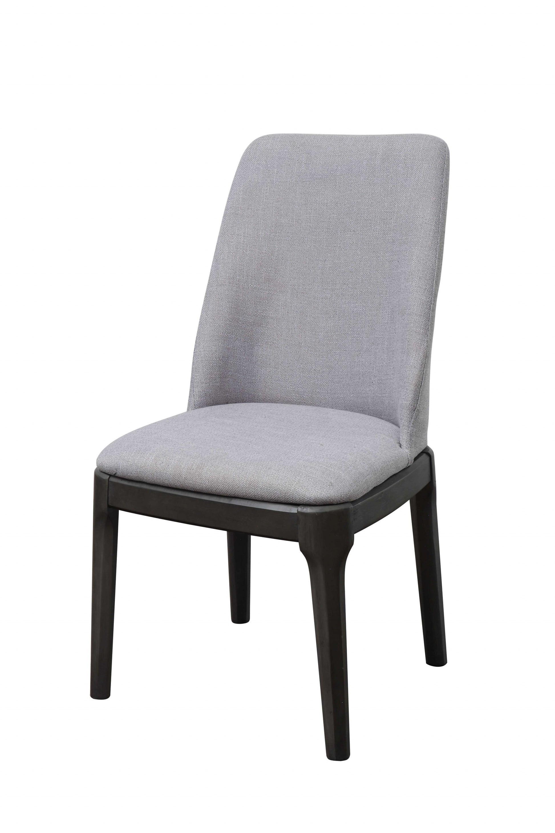 Set of Two Light Gray And Gray Upholstered Linen Dining Side Chairs-Dining Chairs-DECOROLALA