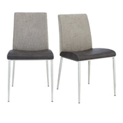 Set of Two Light Gray And Silver Upholstered Fabric Dining Side Chairs-Dining Chairs-DECOROLALA