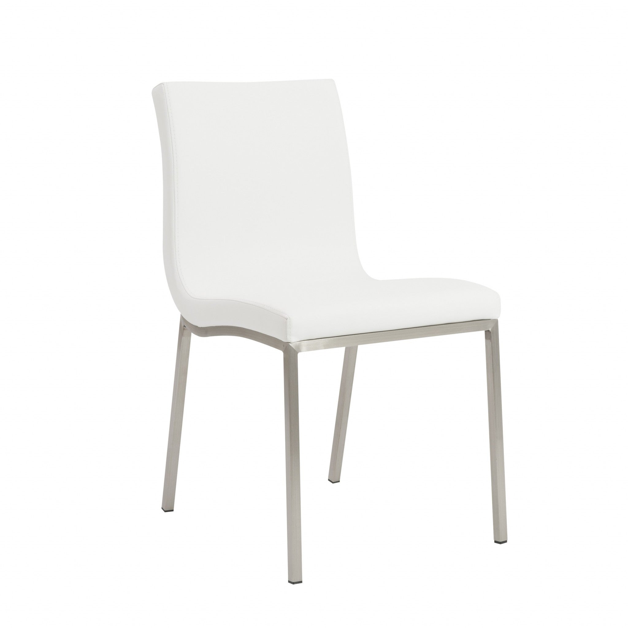 Set of Two Minimalist White Faux Faux Leather Chairs-Dining Chairs-DECOROLALA