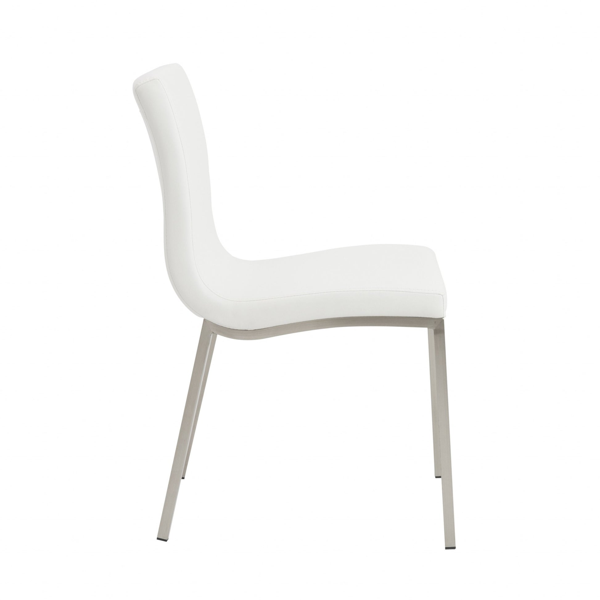 Set of Two Minimalist White Faux Faux Leather Chairs-Dining Chairs-DECOROLALA