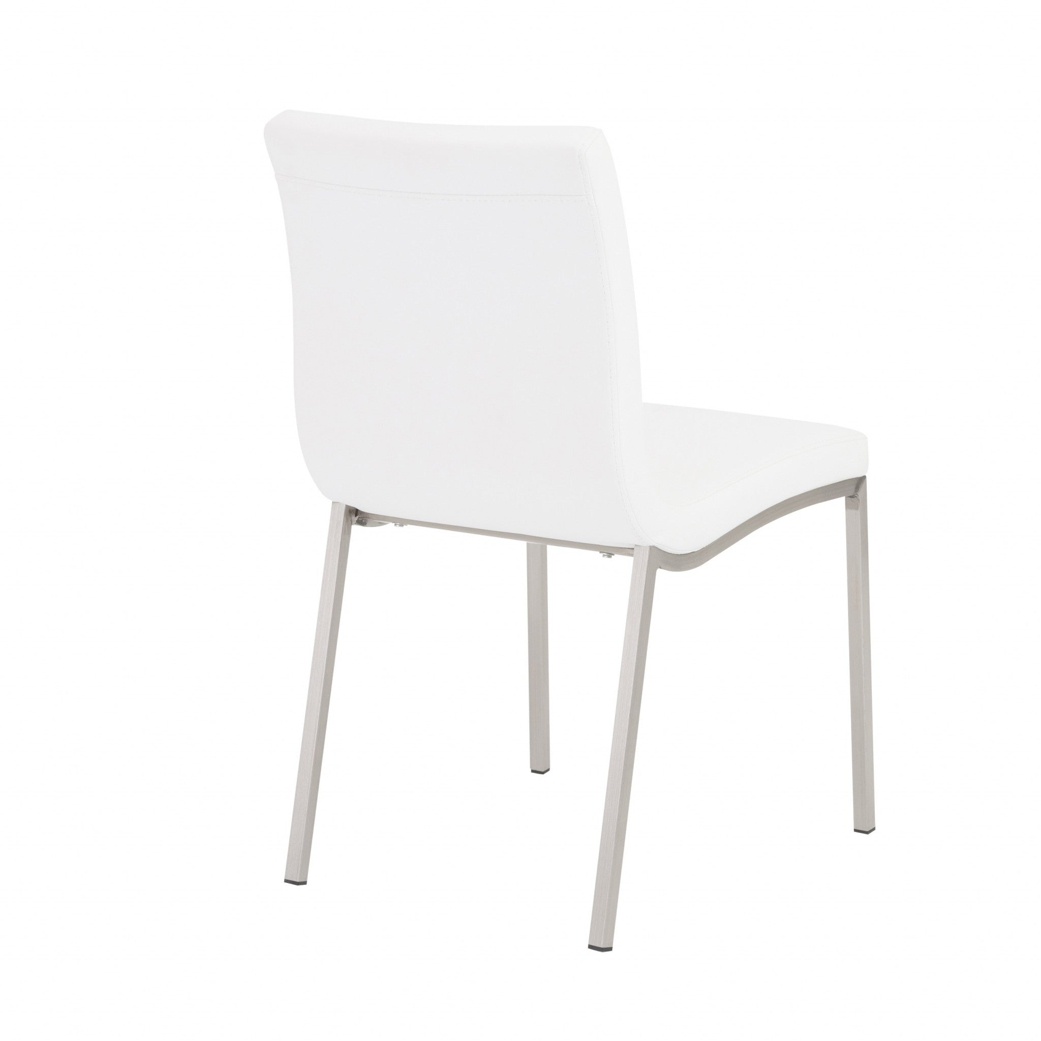 Set of Two Minimalist White Faux Faux Leather Chairs-Dining Chairs-DECOROLALA