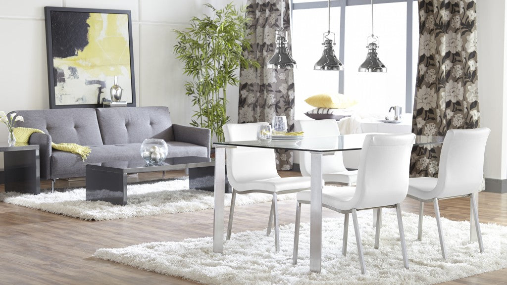 Set of Two Minimalist White Faux Faux Leather Chairs-Dining Chairs-DECOROLALA