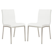 Set of Two Minimalist White Faux Faux Leather Chairs-Dining Chairs-DECOROLALA