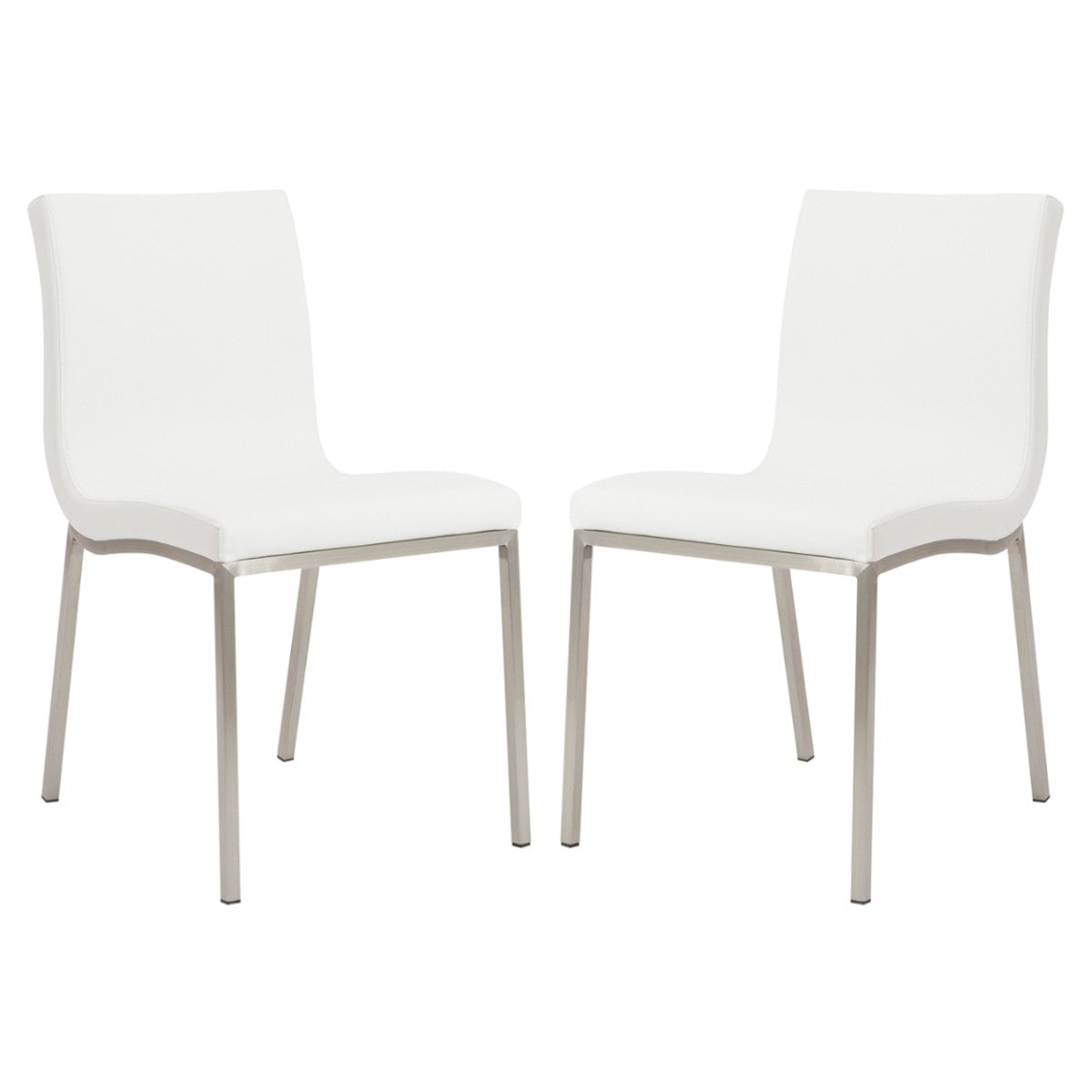 Set of Two Minimalist White Faux Faux Leather Chairs-Dining Chairs-DECOROLALA