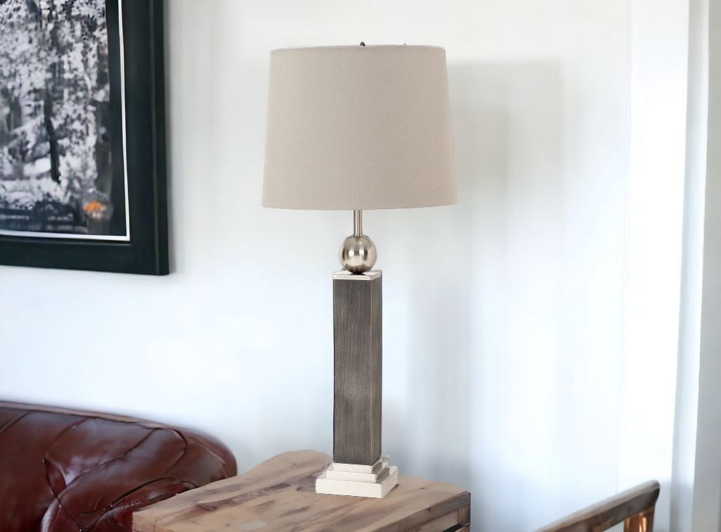 Set of Two Modern Distressed Gray and Silver Table Lamps-Table Lamps-DECOROLALA