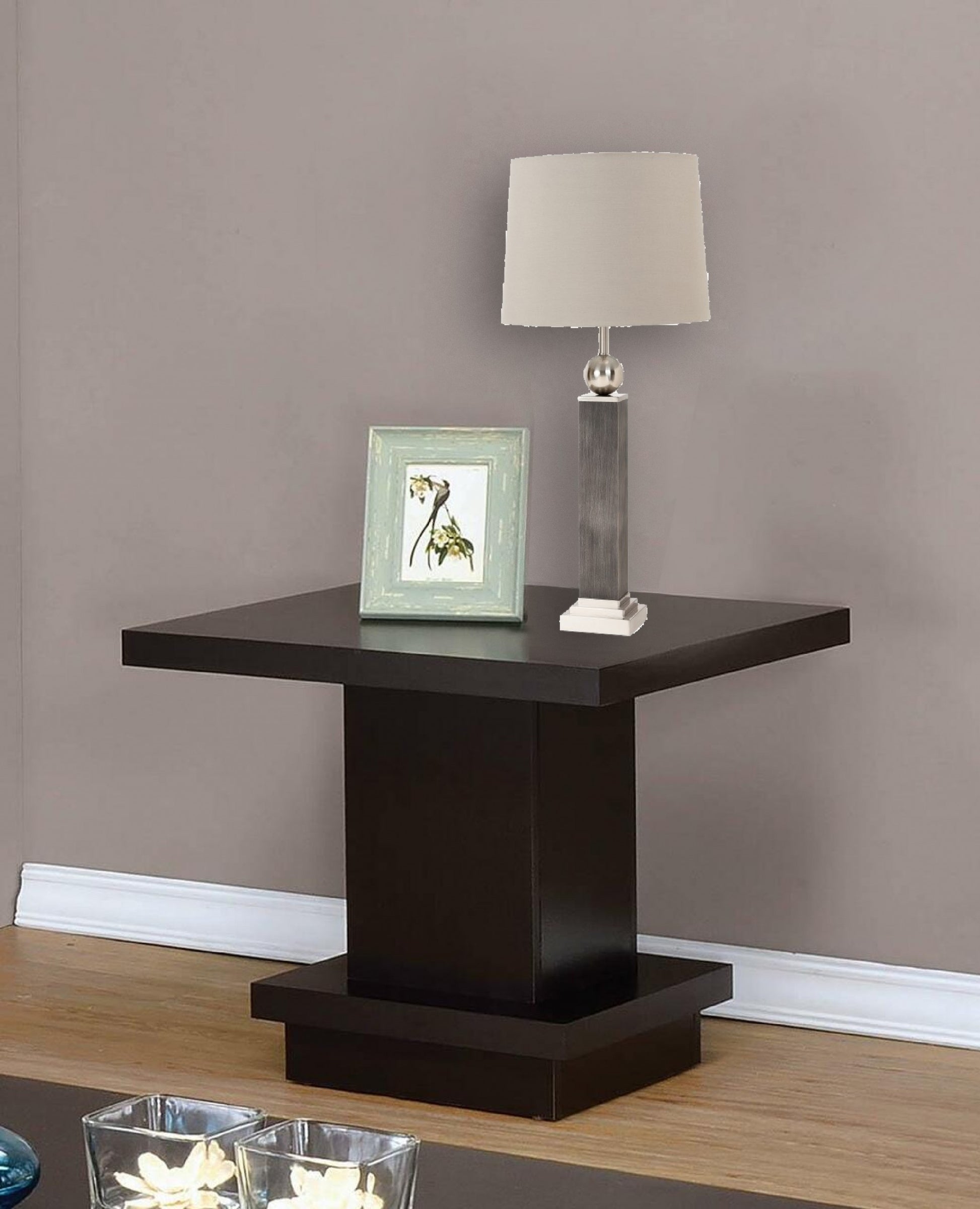 Set of Two Modern Distressed Gray and Silver Table Lamps-Table Lamps-DECOROLALA